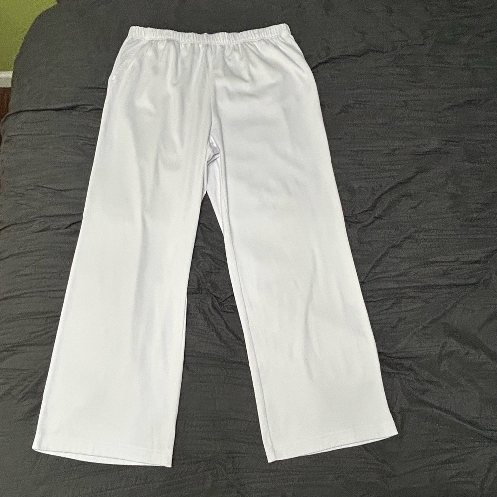 Woman Within White Pull-On Pants Pockets Knit Beach Vacation Sz 18/20 Large